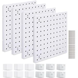 4 pieces pegboard wall mount display pegboards wall panel kits diy pegboard tool organizer with accessories for garage kitchen living room bathroom office