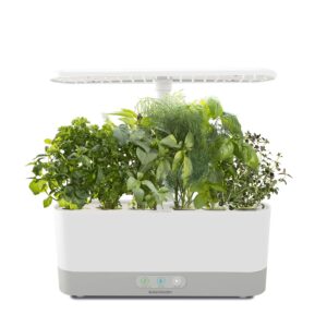 aerogarden harvest slim indoor garden hydroponic system with led grow light and herb kit, holds up to 6 pods, white
