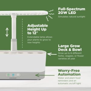 AeroGarden Harvest Slim Indoor Garden Hydroponic System with LED Grow Light and Herb Kit, Holds Up to 6 Pods, White