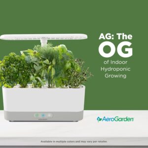 AeroGarden Harvest Slim Indoor Garden Hydroponic System with LED Grow Light and Herb Kit, Holds Up to 6 Pods, White