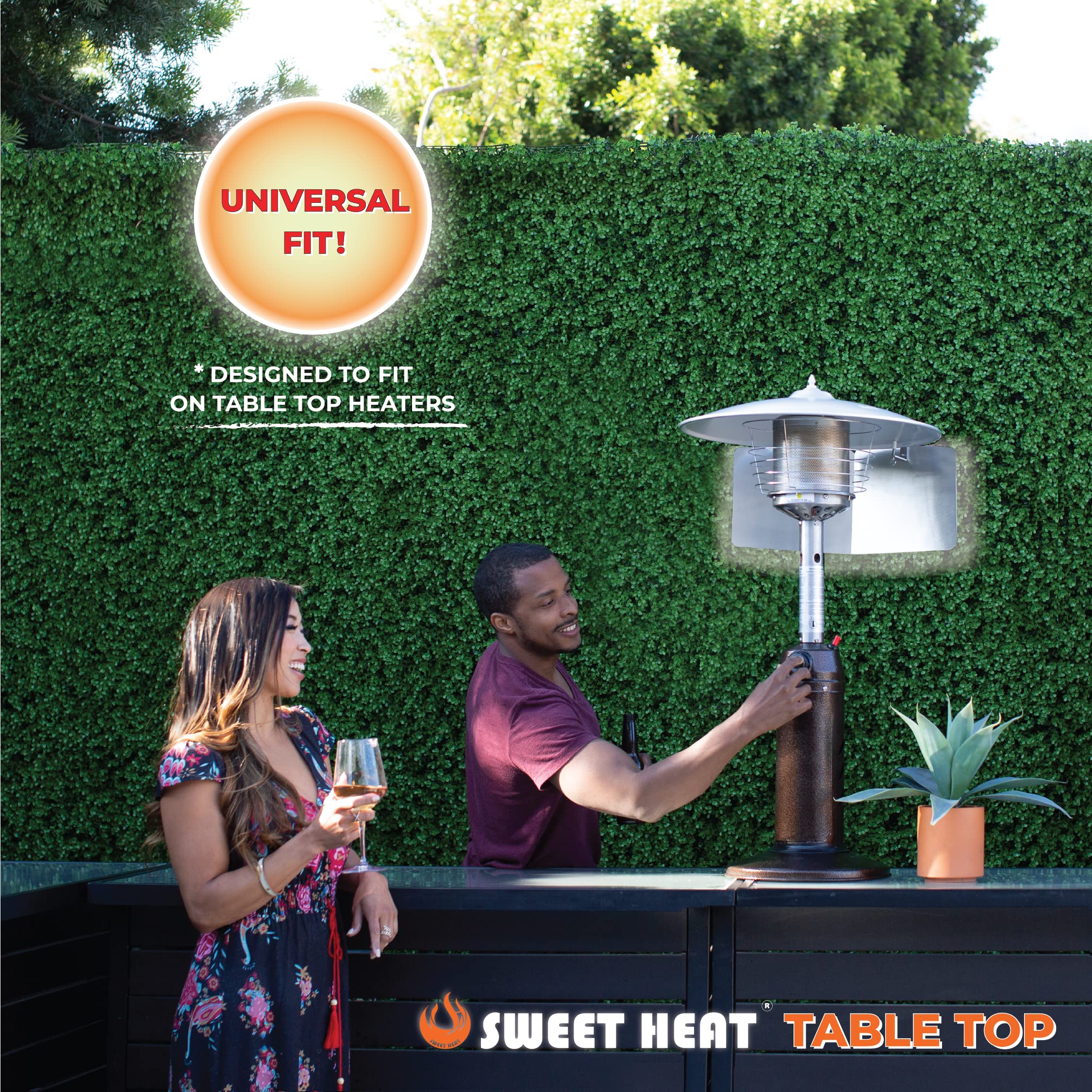 SWEET HEAT TABLE TOP - Foldable Heat Focusing Reflector - Universal-Fit for Small Patio Heaters - Light Weight, Aluminum,