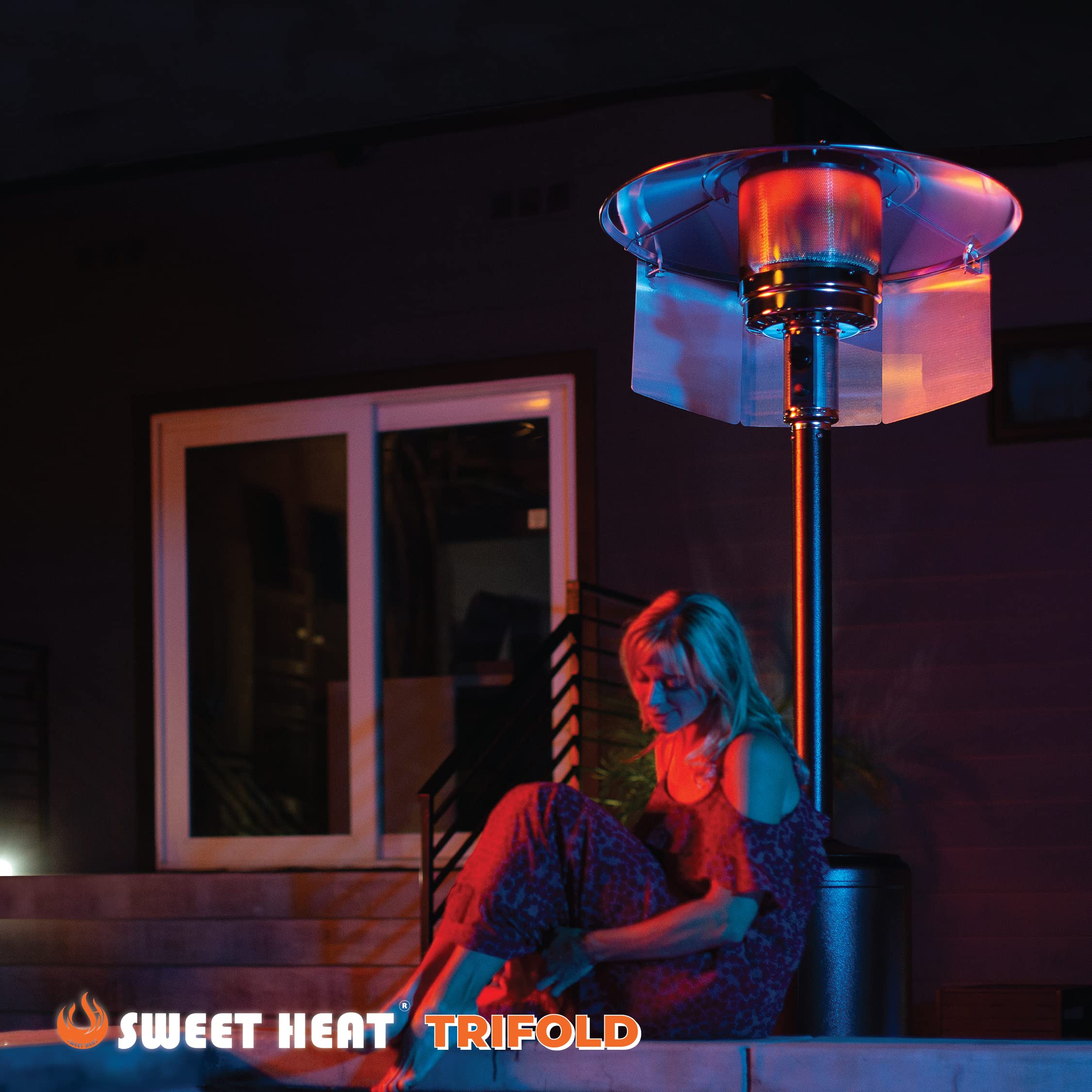 SWEET HEAT TRIFOLD - Our Improved, Foldable Heat Focusing Reflector - Universal-Fit for Large Patio Heaters - Light Weight, Aluminum, High Performance Reflector