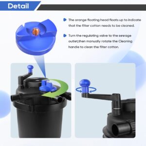 Bio Pressure Pond Filter with Built-in 13 W U-V Light Up to 1600 Gallons, Koi Pond Filter System with Convenient Cleaning Crank Handle, Easy to Clean, Designed for Cleaning Ponds, Aquarium, Fish Tank