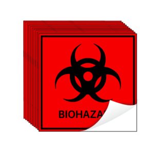biohazard stickers sign - 20 pcs 4.5"x 4.5" waterproof biohazard warning labels used by hospitals and industrial