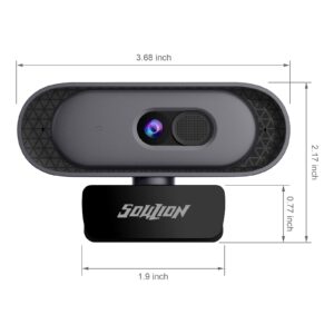 SOULION C30 Webcam, 2K HD 1080p 60fps Web Camera for Desktop Computer, USB Web Camera with Microphone Private Cover for Home Study, Conference, Recording, Streaming