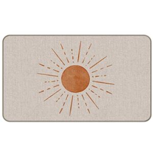 MIXDING Boho Abstract Sun Sunshine Modern Entrance Door Mat 17x30 Inch Doormats Decor, Bohemia Home Front Door Porch Outdoor Indoor Decorations