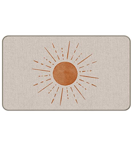 MIXDING Boho Abstract Sun Sunshine Modern Entrance Door Mat 17x30 Inch Doormats Decor, Bohemia Home Front Door Porch Outdoor Indoor Decorations