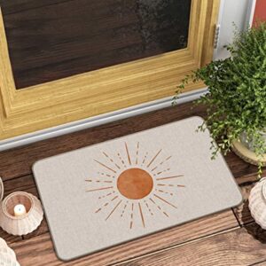 MIXDING Boho Abstract Sun Sunshine Modern Entrance Door Mat 17x30 Inch Doormats Decor, Bohemia Home Front Door Porch Outdoor Indoor Decorations