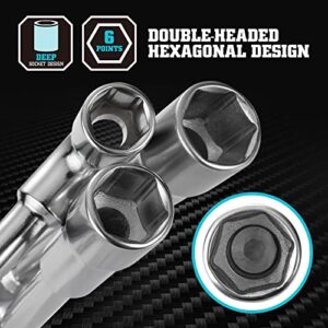 DURATECH L-Type Pipe Perforation Elbow Wrench Set, L Shaped Hex Socket Wrench Set, Metric, 9-Piece, 8-19mm, Chrome Alloy Steel, 6 Point, with Rolling Pouch