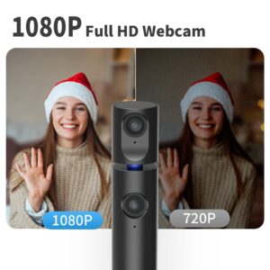 CZUR Halo Streaming Dual Webcam, Professional USB Web Camera 1080P with Microphone, 90° View Computer Camera, Plug & Play, Compatible with Windows/Mac, for Skype/TikTok/YouTube/Yahoo Messenger