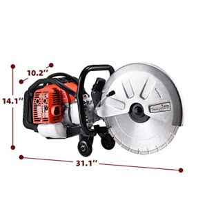 JACKCHEN Concrete Saw With EPA, 14 in Gas Powered Cut Off Saw, 2 Stroke Gasoline Circular Saw, Ideal for Cutting Concrete, Stone