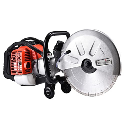 JACKCHEN Concrete Saw With EPA, 14 in Gas Powered Cut Off Saw, 2 Stroke Gasoline Circular Saw, Ideal for Cutting Concrete, Stone