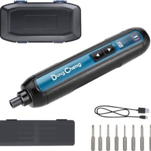 DongCheng 4V Cordless Electric Screwdriver, 2000mAh Battery Powered Rechargeable Screwdriver with 3 Torque Setting Up to 5N.m, 300RPM, Dual LED Lights, 8pcs 2-Inch Magnetic Screw Bits for Home DIY