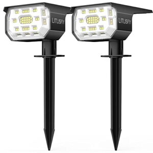 litlisfly solar power spotlights - 50 leds, 3 brightness settings, durable plastic, ip67 waterproof, easy to assemble, outdoor use, security