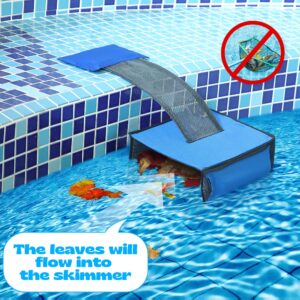 Swimming Pool Net Leaf Liberate Hands Skimmer with Animal Saving Escape Ramp, Heavy Duty Pool Leaf Fine Mesh Cleaning Net Skimmer, Rescue Pool Critter Saver Floating Ramp Accessories (Dark Blue)