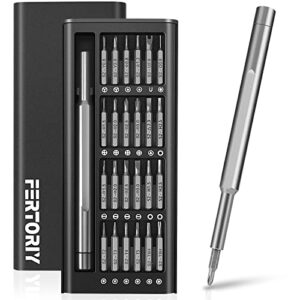 fertoriy 24 in 1 premium precision screwdriver set, sturdy small screwdriver set with phillips head & flathead, magnetic mini screwdrivers kit for fixing electronics, pc and eyeglass repairing