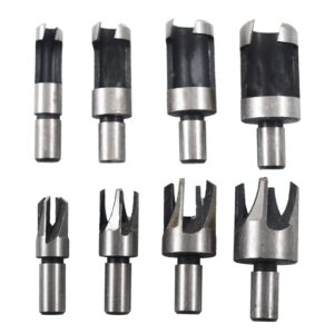 kimllier 8Pcs Carbon Steel Boring Drill Bits Wood Plug Hole Cutter Dowel Cutting Shank Drill Bit Set