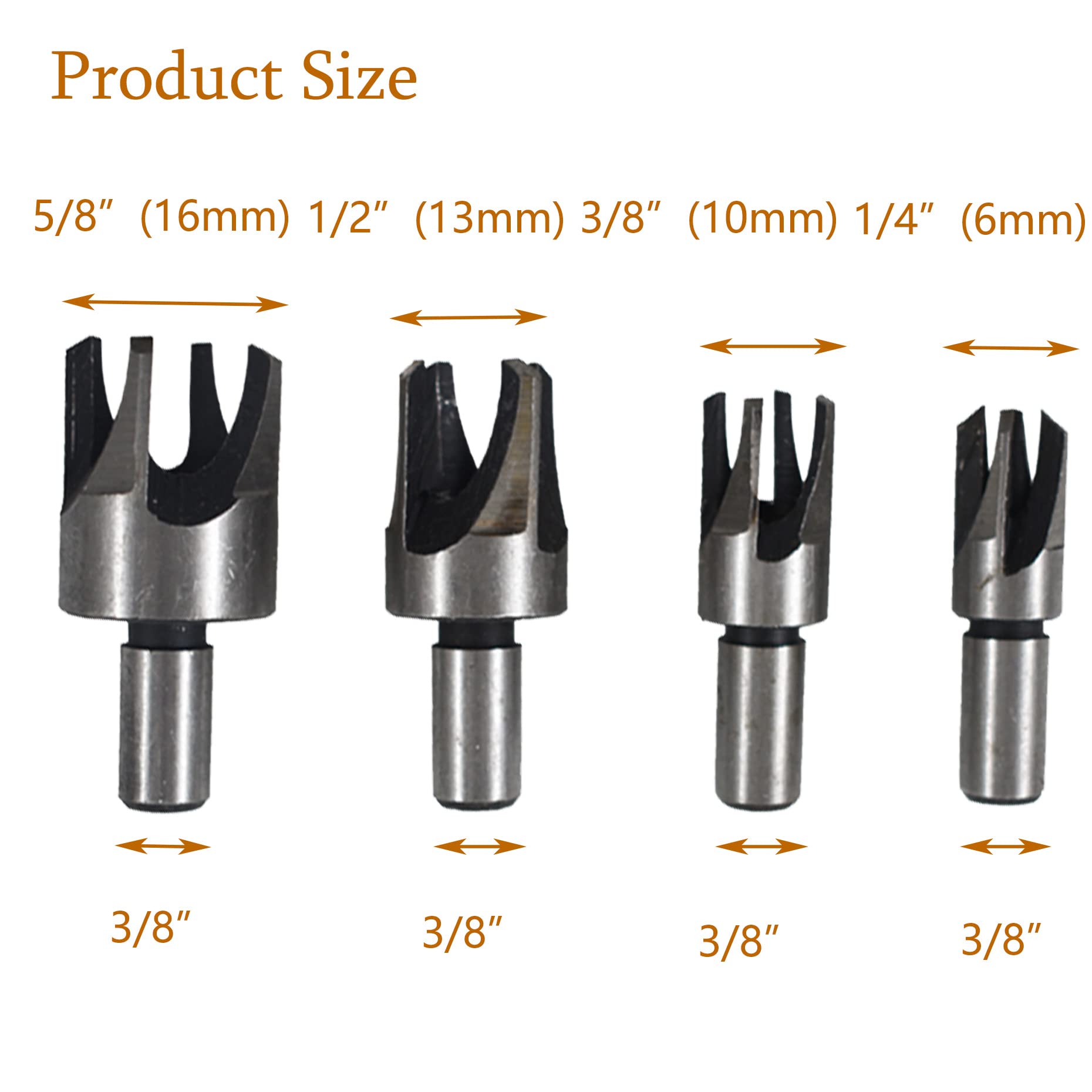 kimllier 8Pcs Carbon Steel Boring Drill Bits Wood Plug Hole Cutter Dowel Cutting Shank Drill Bit Set