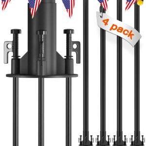 addlon 4 Pack String Light Poles Pro 10ft, Aluminum Waterproof Harder Outdoor Poles with Hooks for Hanging, Patio, Garden, Wedding, Parties - Classic Black