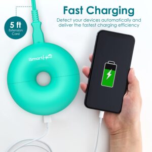 Travel Power Strip Surge Protector with USB, Portable Charging Station Extension Cord, Compact USB C Power Strip for Travel, Hotels, Home & Office (Green)