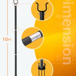 addlon 4 Pack String Light Poles Pro 10ft, Aluminum Waterproof Harder Outdoor Poles with Hooks for Hanging, Patio, Garden, Wedding, Parties - Classic Black