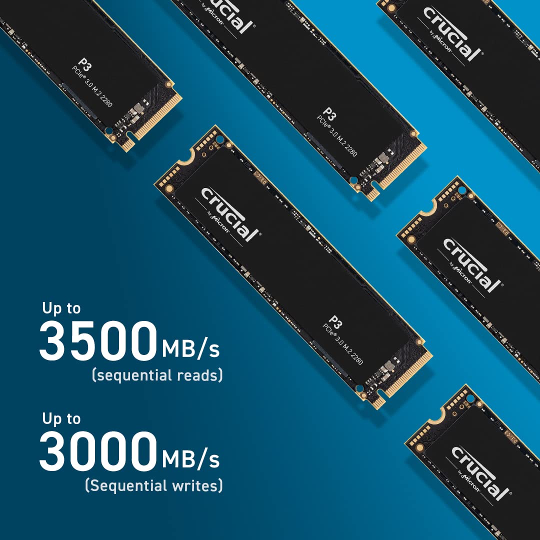 Crucial P3 500GB PCIe Gen3 3D NAND NVMe M.2 SSD, up to 3500MB/s - CT500P3SSD8