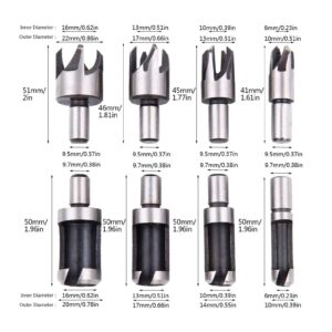 23-Pack Woodworking Chamfer Drilling Tool,5 Flute 90 Degree Countersink Drill Bits,Three Pointed Countersink Drill Bit with L-Wrench,Wood Plug Cutter Tool Drill Bits,Center Punch