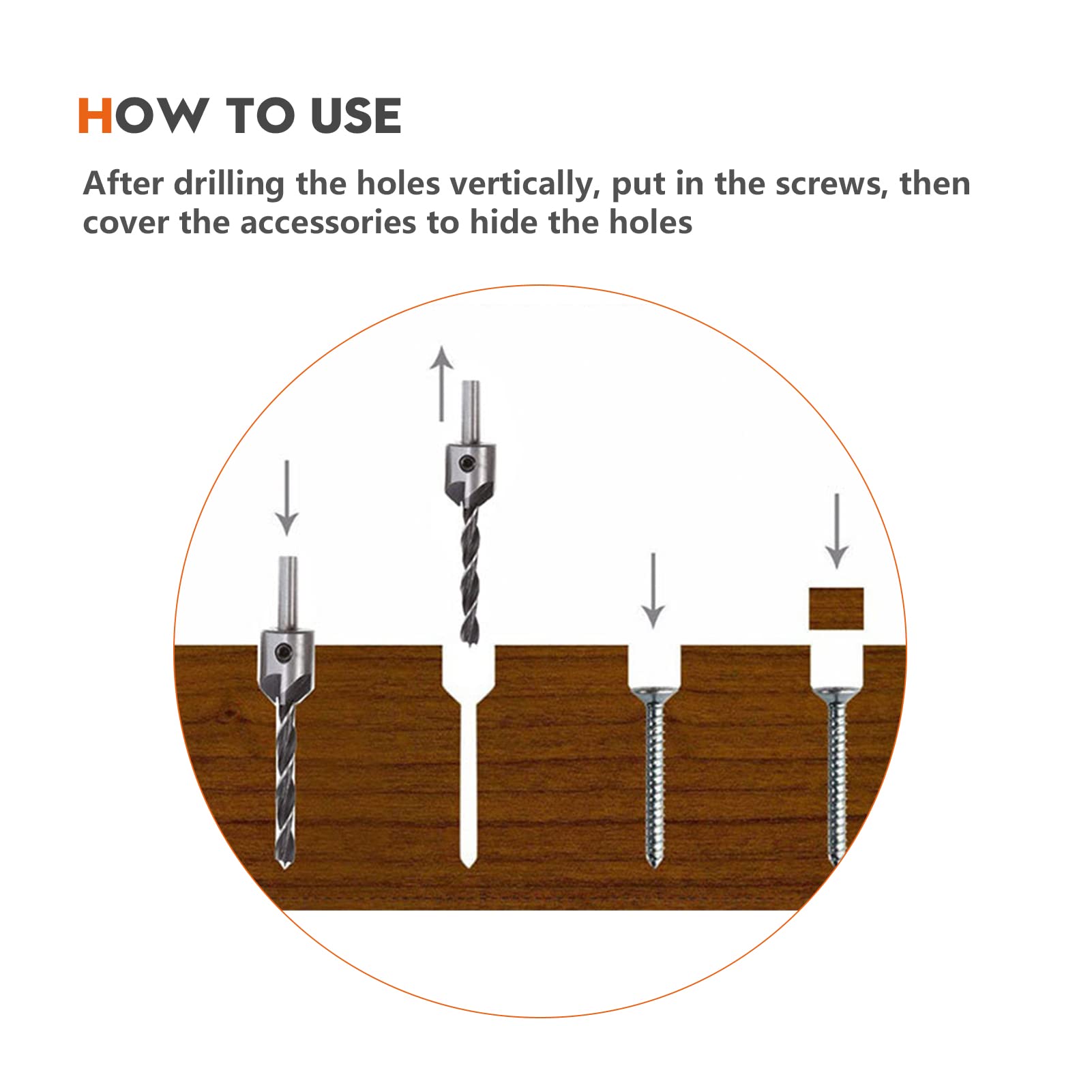 23-Pack Woodworking Chamfer Drilling Tool,5 Flute 90 Degree Countersink Drill Bits,Three Pointed Countersink Drill Bit with L-Wrench,Wood Plug Cutter Tool Drill Bits,Center Punch