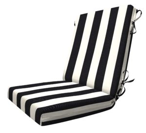 honeycomb indoor/outdoor cabana stripe black & ivory highback dining chair cushion: recycled fiberfill, weather resistant, reversible, comfortable and stylish patio cushion: 21" w x 42" l x 4" t