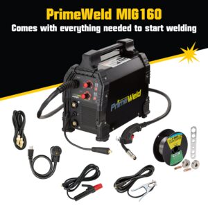 PrimeWeld MIG160 Mig Welder, 160-Amp Gasless Flux Core Welding Machine With Dual Voltage 220v, 110v