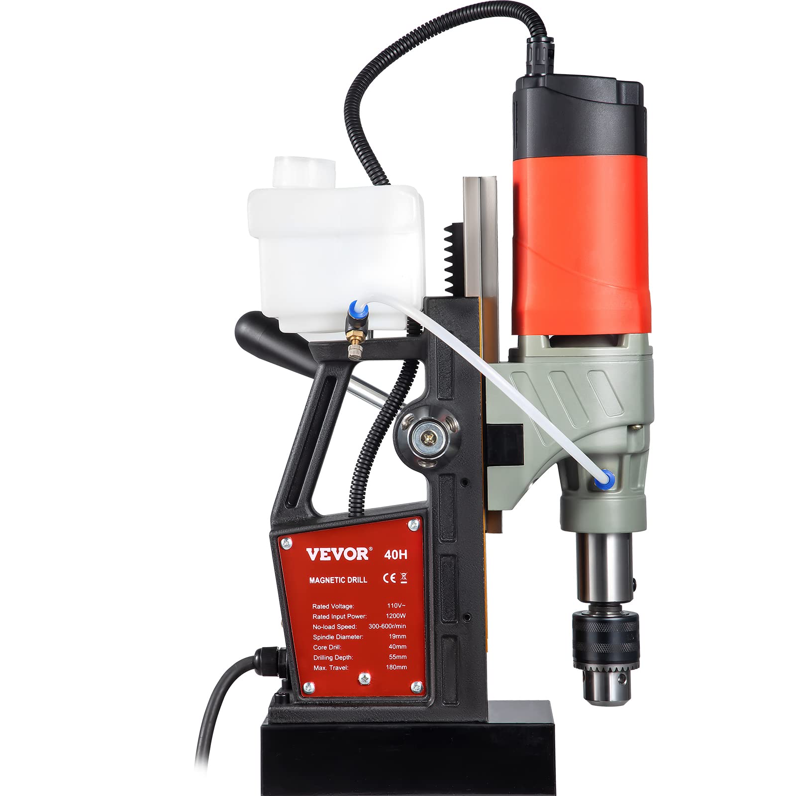 VEVOR Magnetic Drill, 1200W 1.57" Boring Diameter, 2922lbf/13000N Portable Electric Mag Drill Press with Double Dovetail Rail, 580 RPM Variable Speed Drilling Machine for any Surface, CE Listed