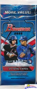 2022 bowman mlb baseball exclusive factory sealed jumbo fat pack with 19 cards! look for rookie cards & autos of anthony volpe, matt mclain, james wood, wander franco, oscar de la cruz & more! wowzzer