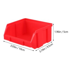 Angoily 10PCS Plastic Storage Bin Hanging Stacking Containers, Stackable Storage Bins Workshop Tool Organizer Bins for Parts Garage (Red, 3.93X 3.73X1.97inch)