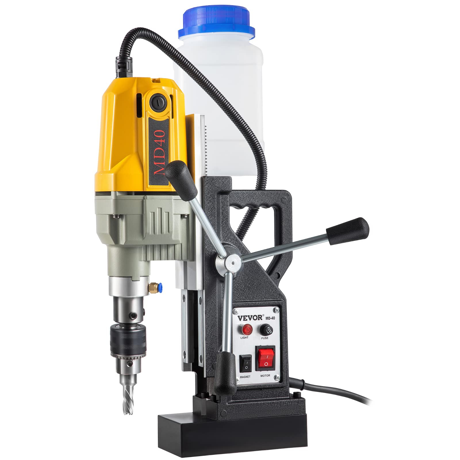 VEVOR Magnetic Drill, 1100W 1.57" Boring Diameter, 2697lbf/12000N Portable Electric Mag Drill Press with 12 Drilling Bits, 580 RPM Max Speed Drilling Machine for any Surface and Home Improvement