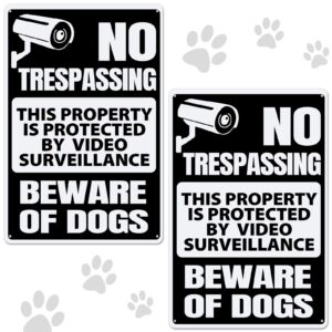 loopeer 2 pieces beware of dog sign for fence lawn funny warning decor no trespassing sign metal rustproof warning signs dog warning metal tin signs for fence garden yard signs outdoor indoor