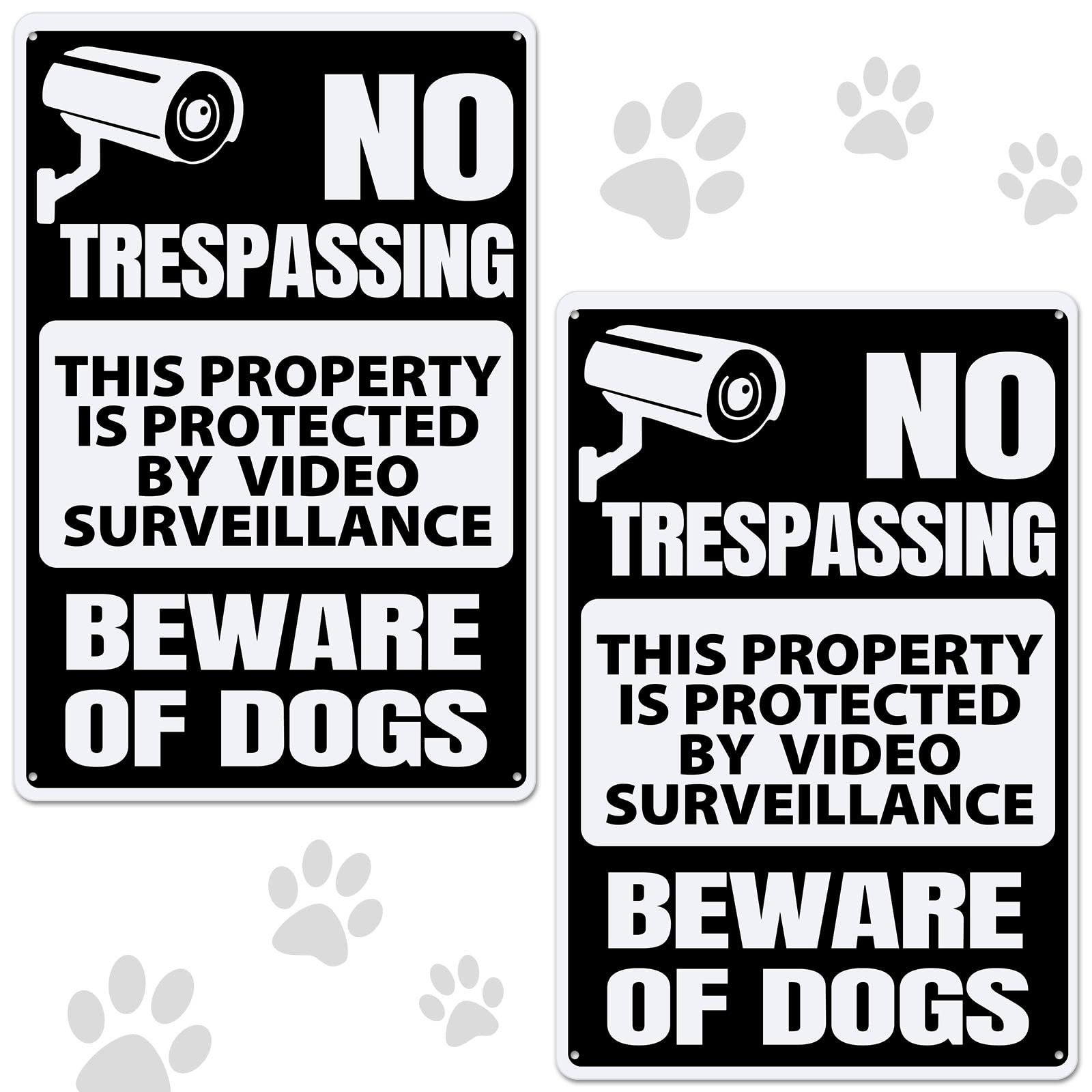 Loopeer 2 Pieces Beware of Dog Sign for Fence Lawn Funny Warning Decor No Trespassing Sign Metal Rustproof Warning Signs Dog Warning Metal Tin Signs for Fence Garden Yard Signs Outdoor Indoor