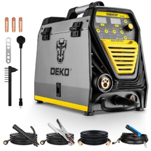 deko digital 200a mig/mma welder, synergic dc inverter welding machine,110v/220v fully digitally control with wire brush,earthing cable,electrode holder,welding gun,digital panel