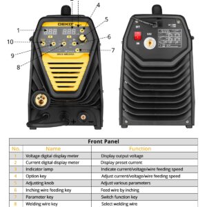 DEKO Digital 200A MIG/MMA Welder, SYNERGIC DC Inverter Welding Machine,110V/220V Fully Digitally Control with Wire Brush,Earthing Cable,Electrode Holder,Welding Gun,Digital Panel