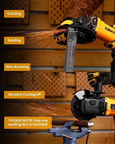 DEKOPRO 110V Angle Grinder, 4-1/2" Max. Wheel Dia., 7.5A Grinders Power Tools, 12000RPM No Load Speed, 1 Grinding Wheel, Grinder Tool for Grinding, Sanding, Wire Brushing or Abrasive Cutting-Off