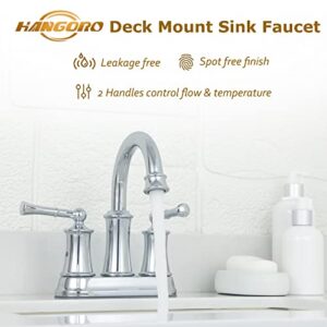 Hangoro Bathroom Faucet, 2 Lever Handles Centerset Faucets for Bathroom Sink, Touch On Bathroom Faucets w/Pop Up Drain for Vanity, Lavatory, Bathroom or Sink, Chrome(L2303-CP)