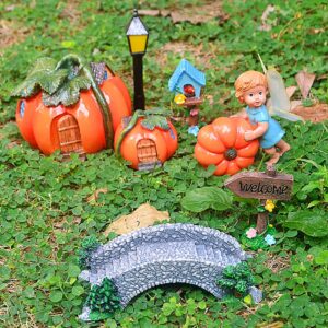 danmu 7 pack pumpkin and fairy set miniature figurines, fairy garden accessories, fairy garden supplies, fairy garden animals for fairy garden, micro landscape, plant pots, bonsai craft decor