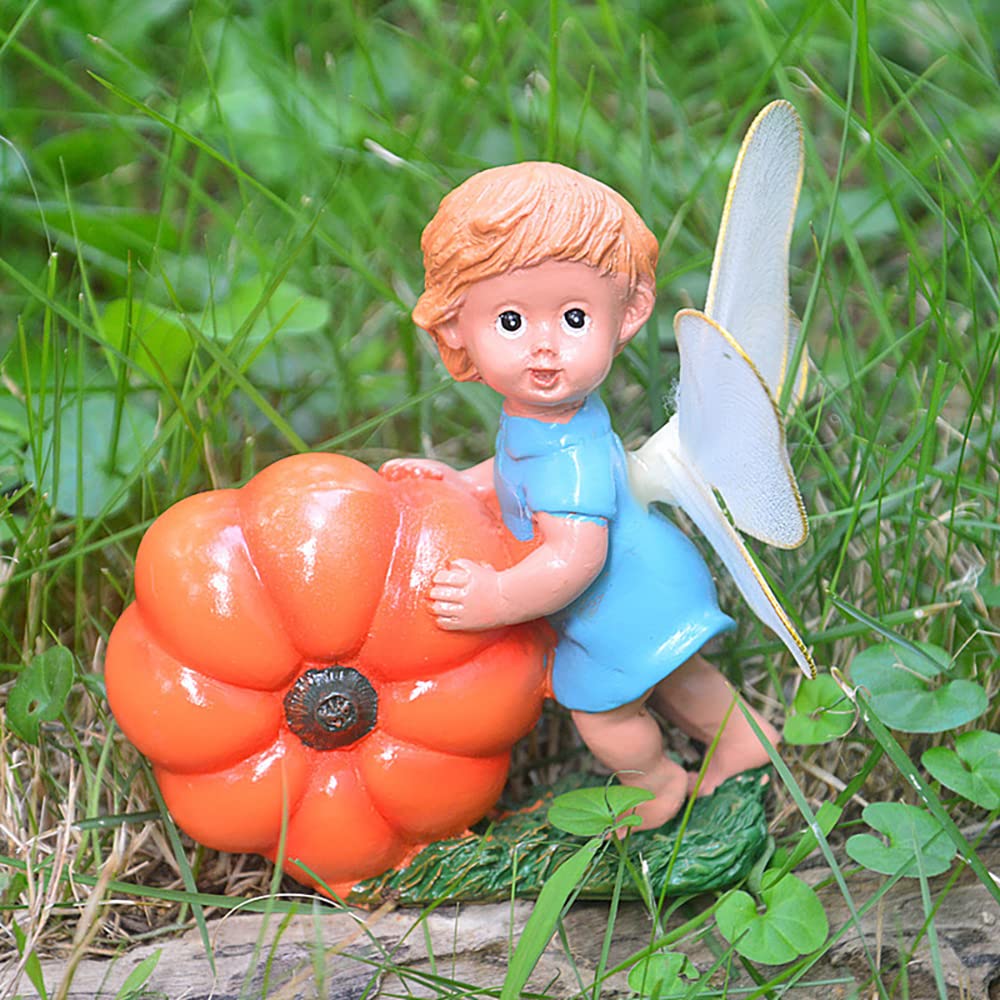 Danmu 7 Pack Pumpkin and Fairy Set Miniature Figurines, Fairy Garden Accessories, Fairy Garden Supplies, Fairy Garden Animals for Fairy Garden, Micro Landscape, Plant Pots, Bonsai Craft Decor