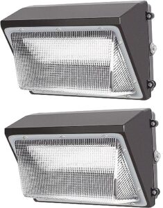 cinoton 90w ul listed 12000lm outdoor led wall pack light with dusk-to-dawn photocell sensor, ip65 waterproof 5000k daylight wall mount lights, support 110-277v ac power replace [400w hid/hps] 2 pack