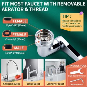 CECEFIN 1080° Swivel Faucet-Extender Sink-Aerator - 2 Mode Splash Water Filter Extension, Kitchen Bathroom 360° Rotatable Spray Attachment, Multifunctional Universal Robotic Arm -Wash Hand/Hair/Face