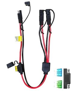 gmura sae cable splitter 10awg y-splitter 1 to 2 sae extension cable with 30a inline fuse holder and sae polarity reverse adapter for solar panel automotive rv portable power station