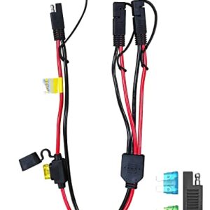 GMURA SAE Cable Splitter 10AWG Y-Splitter 1 to 2 SAE Extension Cable with 30A Inline Fuse Holder and SAE Polarity Reverse Adapter for Solar Panel Automotive RV Portable Power Station