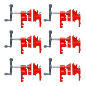 flkqc 3/4" wood gluing pipe clamp set with unique foot design red heavy duty bar clamps cast iron quick release pipe clamp tools for woodworking (6)