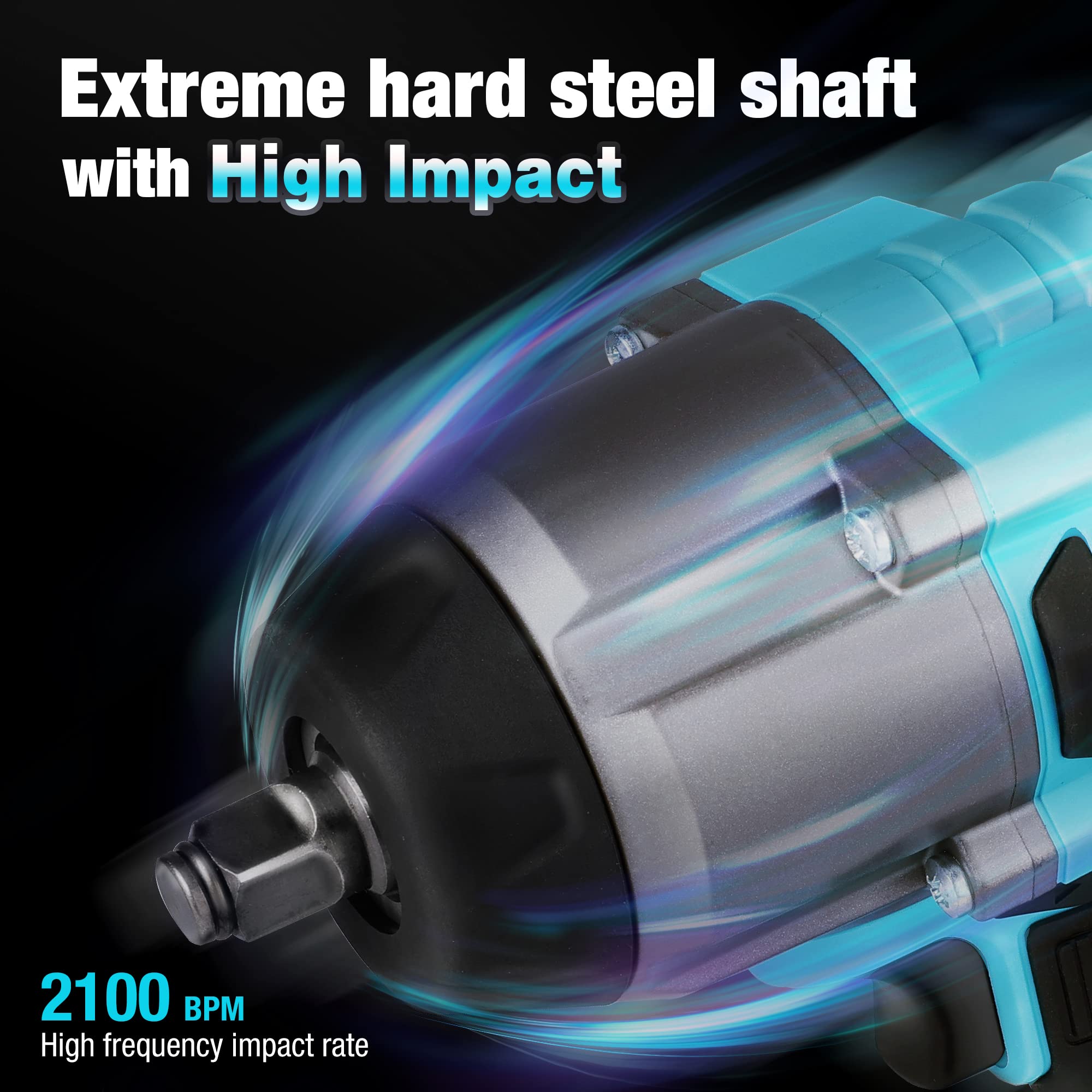 DURATECH 20V 1/2 Inch Cordless Impact Wrench, 600 Ft-Lbs, Brushless Motor, 5 Settings, Fast Charge 4.0Ah Li-ion Battery, Sockets Included