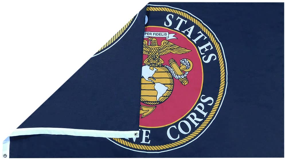 Trade Winds United States Marine Corps Logo Emblem Black 3x5 3'x5' Premium Quality Fade Resistant Heavy Duty Polyester Flag Banner F1682 (EE) - Made In USA Officially Licensed