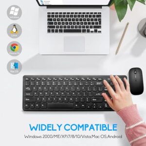 Guiheng Wireless Keyboard and Mouse Combo, Compact Quiet Wireless Keyboard and Mouse Set 2.4G Ultra-Thin Sleek Design for Windows, Computer, Desktop, PC, Notebook, Laptop (Black01)